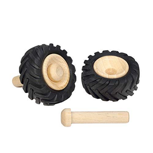FEINSCHNITTkreativ Traktor-Reifen für Modellbau, 2 Stück, inkl. Achsdübel 8 x 41 mm (42 mm) von FEINSCHNITTkreativ