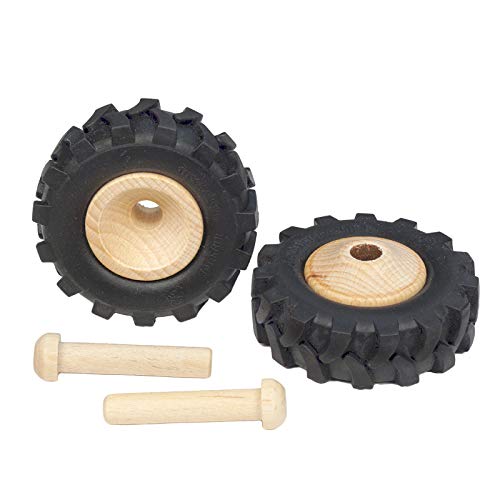 FEINSCHNITTkreativ Traktor-Reifen für Modellbau, 2 Stück, inkl. Achsdübel 8 x 41 mm (60 mm) von FEINSCHNITTkreativ