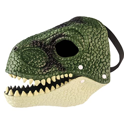 FEIYTD Dinosaurier-Maske mit beweglichem Kiefer, bewegliche Halloween-Dekoration, Tyrannosaurus Rex-Tiermaske mit zu öffnendem Kiefer für Halloween Cosplay (Green) von FEIYTD