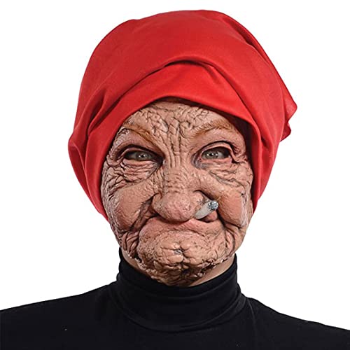 FEIYTD Halloween-Maske, alte Mann-Maske, gruselige Cosplay-Kostüm-Maske für Erwachsene, voller Kopf, realistische menschliche Gesichtsmaske, gruselige Halloween-Kostüm-Party-Maske (P) von FEIYTD