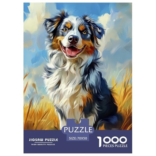 Australischer Schäfer Puzzles 1000 Teile Schwer Puzzle Spielzeug Lernspiel Impossible Tier Herausforderung Spielzeug Für Erwachsene Kinder 70x50cm/1000pcs von FELASBUID