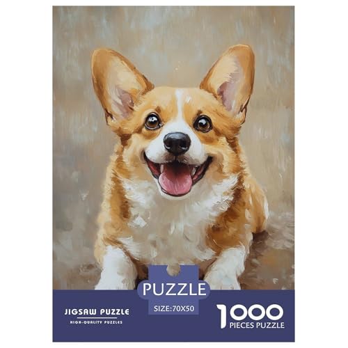 Corgi Puzzles 1000 Teile Schwer Puzzle Spielzeug Lernspiel Impossible Tier Herausforderung Spielzeug Für Erwachsene Und Kinder Ab 12 Jahren 70x50cm/1000pcs von FELASBUID