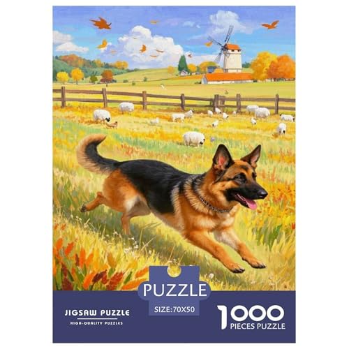 Deutscher Schäfer Puzzles 1000 Teile Schwer Puzzle Spielzeug Pädagogisches Spiel Impossible Tier Herausforderungsspielzeug Für Erwachsene Kinder 70x50cm/1000pcs von FELASBUID