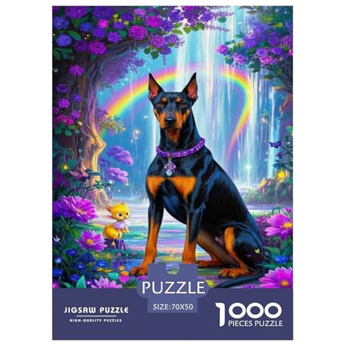 Doberman Pinscher Puzzle 1000-teilige Schwer Puzzle Spielzeug Pädagogisches Spiel Impossible Tier Herausforderung Spielzeug Für Erwachsene Kinder 70x50cm/1000pcs von FELASBUID