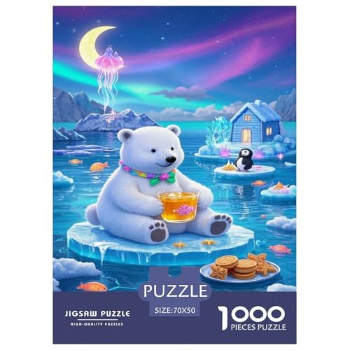 Eisbär Puzzle 1000 Teile Schwer Puzzle Spielzeug Lernspiel Impossible Tier Herausforderung Spielzeug Für Erwachsene Und Kinder in Bewährter 70x50cm/1000pcs von FELASBUID
