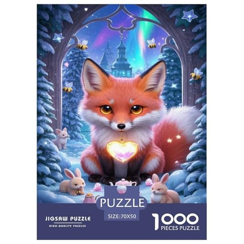 Fox Puzzle 1000-teilige Schwer Puzzle Spielzeug Pädagogisches Spiel Impossible Tier Herausforderung Spielzeug Für Erwachsene Kinder 70x50cm/1000pcs von FELASBUID