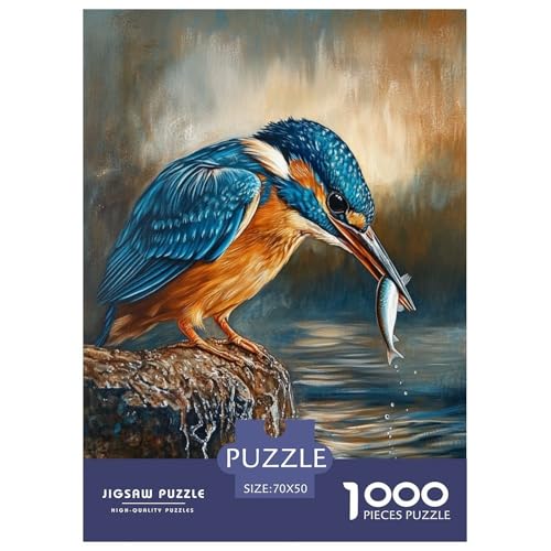 Königfischer Puzzle 1000-teilige Schwer Puzzle Spielzeug Lernspiel Impossible Tier Herausforderung Spielzeug Für Erwachsene Kinder 70x50cm/1000pcs von FELASBUID