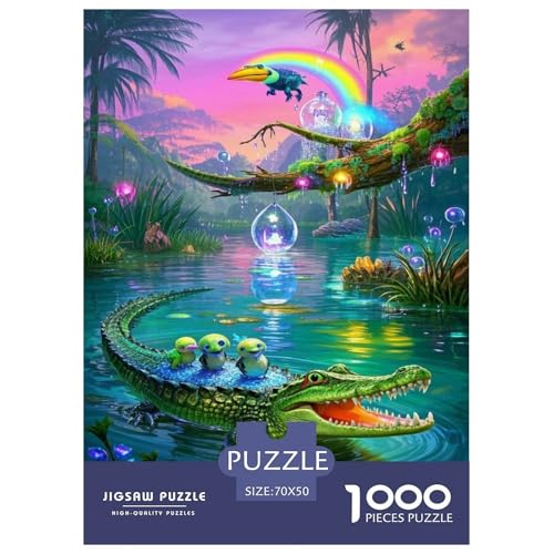 Krokodil Puzzles 1000-teilige Schwer Puzzle Spielzeug Lernspiel Impossible Tier Herausforderungsspielzeug Für Erwachsene Kinder 70x50cm/1000pcs von FELASBUID
