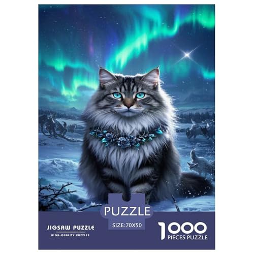 Norwegian Forest Katze Puzzles 1000 Teile Schwer Puzzle Spielzeug Lernspiel Impossible Tier Herausforderung Spielzeug Für Erwachsene Kinder 70x50cm/1000pcs von FELASBUID
