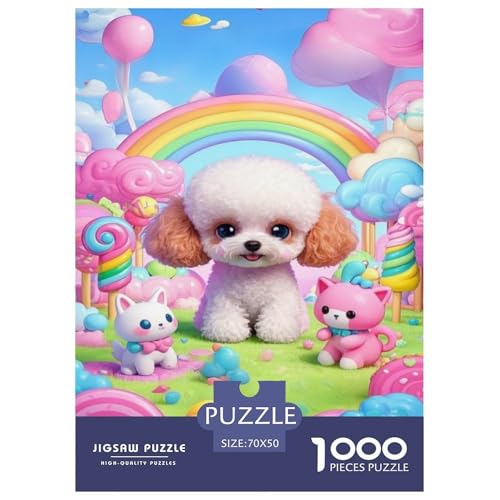 Poodle Puzzle 1000 Teile Schwer Puzzle Spielzeug Lernspiel Impossible Tier Herausforderung Spielzeug Für Erwachsene Und Kinder in Bewährter 70x50cm/1000pcs von FELASBUID