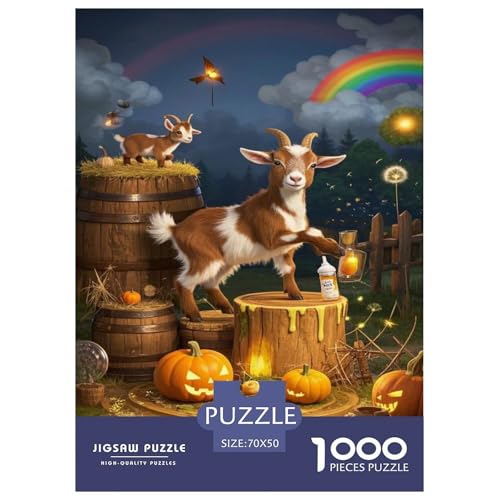 Pygmy Ziege Puzzle 1000 Teile Schwer Puzzle Spielzeug Lernspiel Impossible Tier Herausforderungsspielzeug Für Erwachsene Und Kinder in Bewährter 70x50cm/1000pcs von FELASBUID