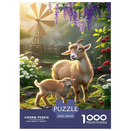 Pygmy Ziege Puzzle 1000 Teile Schwer Puzzle Spielzeug Pädagogisches Spiel Impossible Tier Herausforderungsspielzeug Für Erwachsene Und Kinder Ab 12 Jahren 70x50cm/1000pcs von FELASBUID