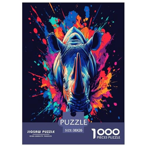 Rhino Puzzle 1000 Teile Schwer Puzzle Spielzeug Pädagogisches Spiel Impossible Herausforderung Spielzeug Für Erwachsene Und Kinder in Bewährter 38x26cm/1000pcs von FELASBUID