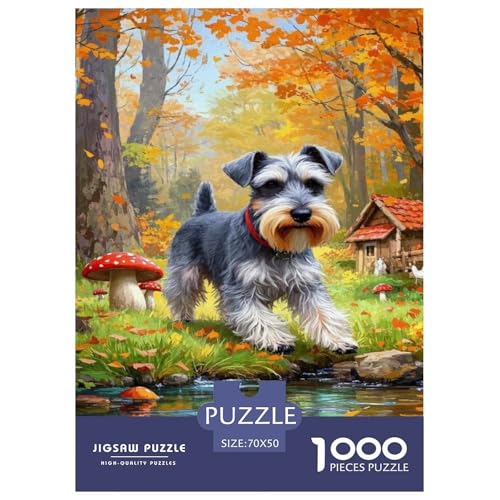 Schnauzer Puzzles 1000 Teile Schwer Puzzle Spielzeug Lernspiel Impossible Tier Herausforderung Spielzeug Für Erwachsene Kinder 70x50cm/1000pcs von FELASBUID