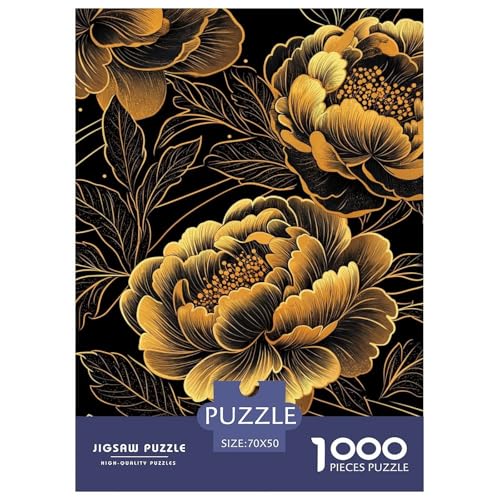 Schwarze Goldblume Puzzles 1000 Teile Schwer Puzzle Spielzeug Lernspiel Impossible interessant Herausforderungsspielzeug Für Erwachsene Kinder 70x50cm/1000pcs von FELASBUID