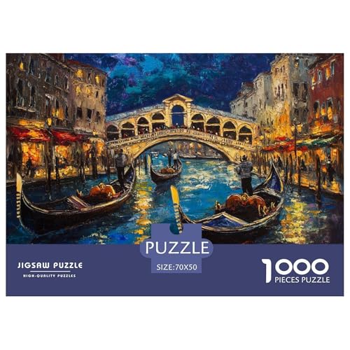 Venedig Wasserstadt Puzzle 1000 Teile Schwer Puzzle Spielzeug Lernspiel Impossible interessant Herausforderung Spielzeug Für Erwachsene Kinder 70x50cm/1000pcs von FELASBUID