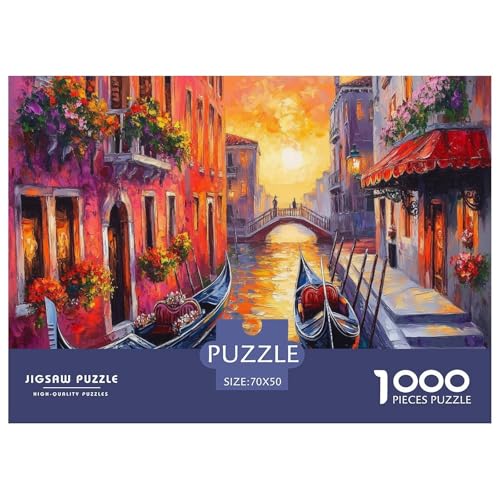 Venedig Wasserstadt Puzzles 1000 Teile Schwer Puzzle Spielzeug Lernspiel Impossible interessant Herausforderung Spielzeug Für Erwachsene Und Kinder Ab 14 Jahren 70x50cm/1000pcs von FELASBUID