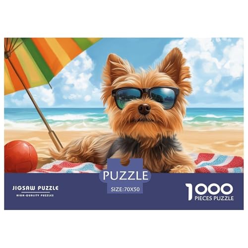 Yorkshire Terrier Puzzle 1000 Teile Schwer Puzzle Spielzeug Pädagogisches Spiel Impossible Tier Herausforderungsspielzeug Für Erwachsene Und Kinder in Bewährter 70x50cm/1000pcs von FELASBUID