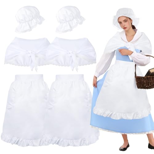FELISTORY 2 Sets Kolonial-Kostüme für Damen, Pionierkleider für Mädchen, Kolonialkleid mit Hut, Schürze und Schal, traditioneller Stil, knitterfreies Polyester, Halloween-Zubehör-Set für Damen FELISTORY 2 Sets Kolonial-Kostüme für Damen, Pionierkleider für Mädchen, Kolonialkleid mit Hut, Schürze und Schal, traditioneller Stil, knitterfreies Polyester, Halloween-Zubehör-Set für Damen von FELISTORY