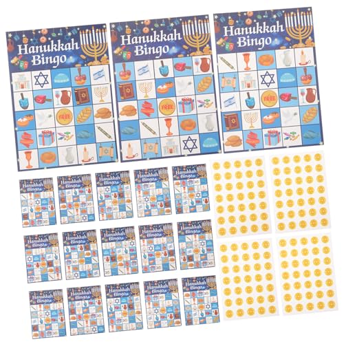 FELTECHELECTR 1 Satz Chanukka-Partyspiel Party-Bingo-Karten Bingokarten Ornament Kerzenhalter Partydekoration Chanukka-Partygeschenk Einweg einstellen Spielzeug schmücken Dekorationen Papier von FELTECHELECTR