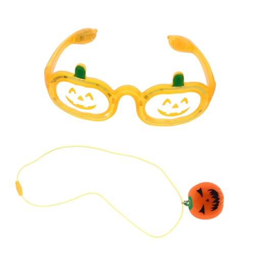 FELTECHELECTR 1 Satz Kürbis-Glitter-Gläser-Ketten-Set Halskette für Kinder Halloween-Silikon-Halskette eine Halskette Halsketten lustige kreative Halloween-Brille Halloween-Party-Brillen Blitz von FELTECHELECTR