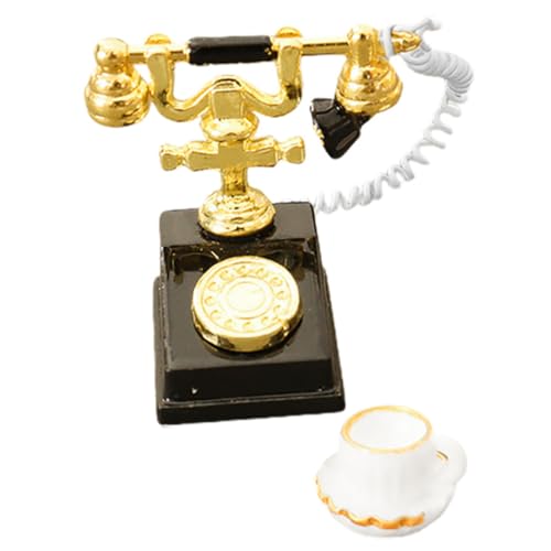 FELTECHELECTR Puppenhaus Telefon Zubehör Vintage Mini Telefon Tasse Set für Miniatur Häuser von FELTECHELECTR