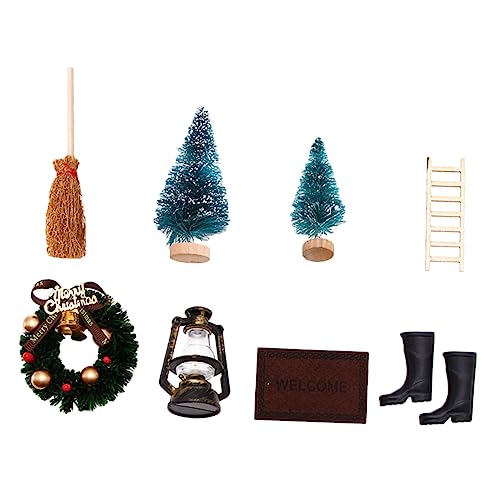FELTECHELECTR 8 Teiliges Set Weihnachts Mini Dekorationen Für Puppenhäuser Xmas Mini Ornamente Miniatur Tür Für Festliche Mikrolandschaften von FELTECHELECTR