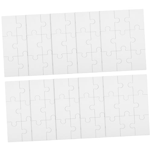 FELTECHELECTR 10 Blätter Leere Puzzles Puzzleteile Beschreibbare Rätsel DIY-bastelbedarf Leeres Holzpuzzle Rechteckiges Weißes Puzzle Weißes DIY-holzpuzzle Schmücken 3D Hölzern Färbung von FELTECHELECTR