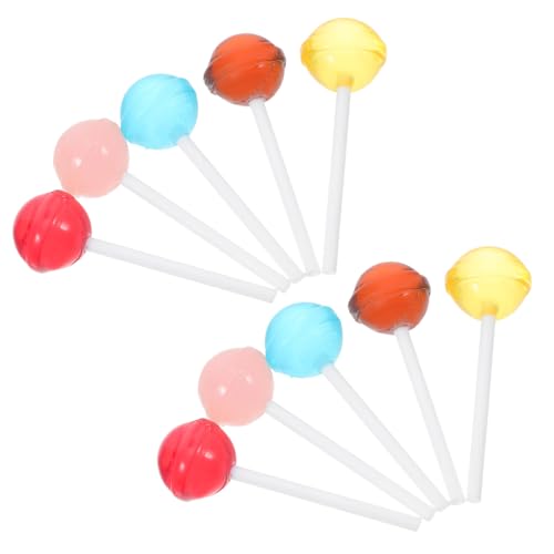 FELTECHELECTR 10 Stück Teiliges Miniatur Lutscher Bunte Zucker Modellspielzeuge Puppenhaus Dekoration Realistische Küchen Requisiten für DIY Puppenzubehör von FELTECHELECTR