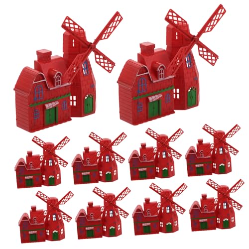 FELTECHELECTR 10Pcs dekorative Windmühle deko Figuren Garten Accessoires Mini-Windmühle Vintage Hausdekor Plastik rot FELTECHELECTR 10Pcs dekorative Windmühle deko Figuren Garten Accessoires Mini-Windmühle Vintage Hausdekor Plastik rot von FELTECHELECTR