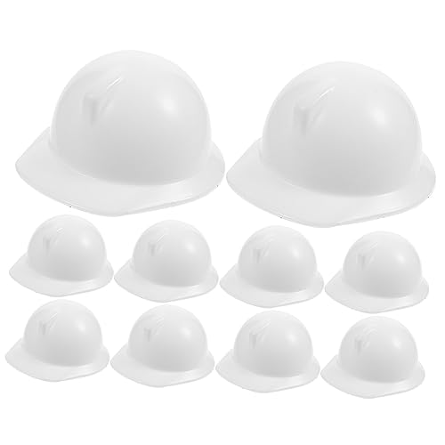 FELTECHELECTR 10st Mini-spielzeughelm Modell Spielzeugpuppenhelm (10 Helme in Leuchtendem Rot) Bauhut Für Kinder Kostümzubehör Winziger Bauhut Feuerhut Puppe Mini-helme Baby Weiß Helmmütze Abs von FELTECHELECTR