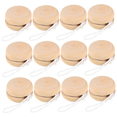 FELTECHELECTR 12 Stück Teiliges Holz Yo Yo Ball für DIY Bemalbar Kreatives Hand Auge Koordination Langlebig für Jungen und Mädchen Dekorativer Kunstspielzeuge von FELTECHELECTR
