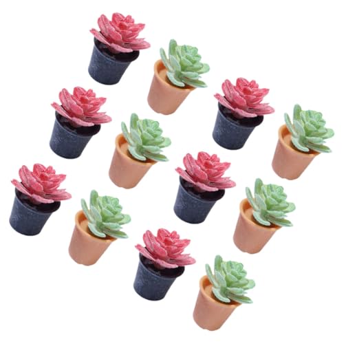 FELTECHELECTR 12 Stück Teiliges Mini Bonsai Modell Lebensechte Kleine Künstliche Pflanzen für Puppenhaus Dekoration Glatte Oberfläche Realistische Miniatur Bonsai Figuren von FELTECHELECTR