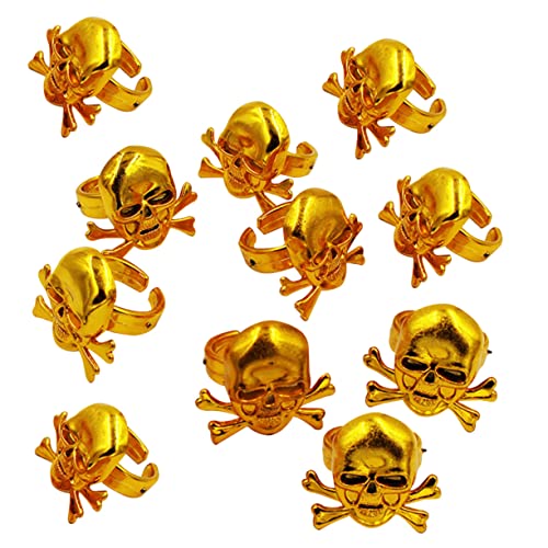 FELTECHELECTR 12 Stück Teiliges Piratenringe Goldene Ringe Halloween Kostüm Requisiten Party Mitgebsel für Jungen und Mädchen Einheitsgröße für Piratenmotto und Performance Zubehör von FELTECHELECTR