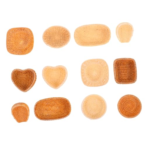 FELTECHELECTR 12st Korbdekorationen Aus Rattan Schminkkorb Mini-picknickkörbe Gartenkorb Mini-landschaftskorb Brotfach Mini Korb Aus Rattan Kleiner Picknickkorb Mini-eierkörbchen Gemüsekorb Harz von FELTECHELECTR