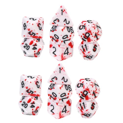 FELTECHELECTR 14 Teiliges Polyedrisches Würfelset Blutige Würfel Hey Würfelstapel Partywürfel Für Dekoration Halloween Festival Kleine Blutwürfel Mini Sags Bar Spielwürfel Tragbare von FELTECHELECTR