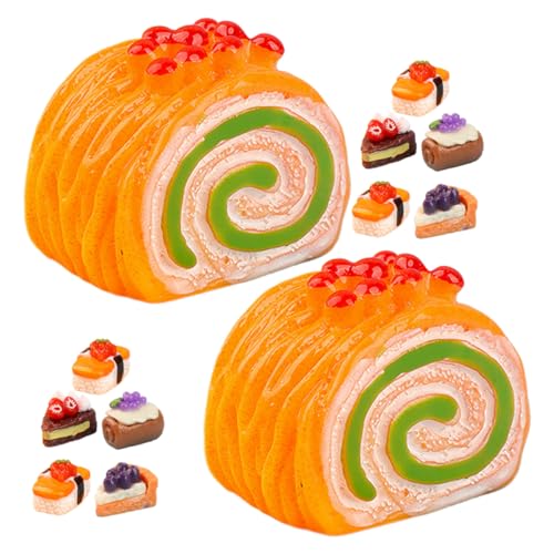 FELTECHELECTR 15st Simulierter Obstkuchen Dessertringe Dekoration Gefälschter Nachtisch Kleines Kuchenmodell Mini-küchenszenendekor Miniatur Vorgetäuschter Kuchen Mini-Kuchen Harz von FELTECHELECTR