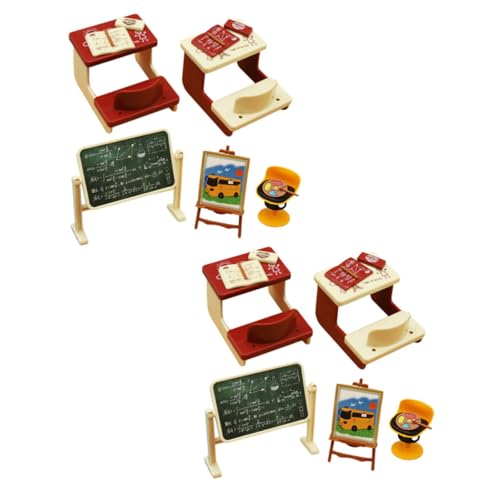 FELTECHELECTR 2 Sätze Miniatur Klassenzimmer Modell Realistische Miniatur Schultafel und Möbel Farbenfroh Leicht für Puppenhaus Zubehör DIY Mikro-Landschaft Tischdekoration Foto Requisite von FELTECHELECTR