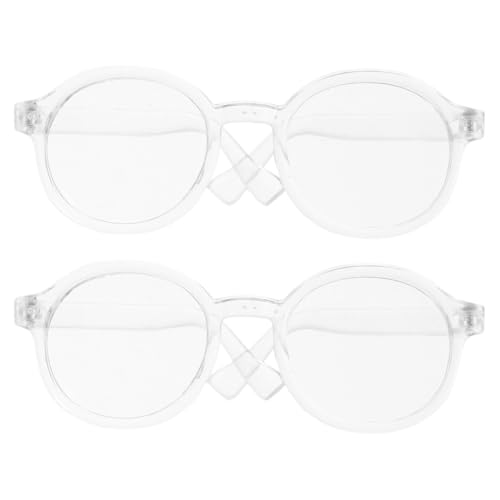 FELTECHELECTR 2 Stück Mini-puppenbrillen: Klare Brillen Aus Stoff, Puppen-anziehbrillen, Klassische Retro-Sonnenbrillen Zum Basteln, Haustiere, Kostüm, Cosplay von FELTECHELECTR
