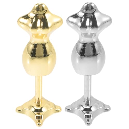 FELTECHELECTR 2 Stück Miniatur Puppenkleiderständer Glänzend Gold Silber Kompakter Leichter Puppenkleid Halter für Knitterfreie Präsentation Kindersicherer Glatter Puppen Mannequin Ständer für von FELTECHELECTR