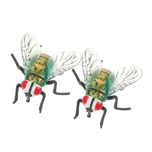 FELTECHELECTR 2 Stück Realistische Plastik Fliegen Simulierte Insekten für Bildungsrequisiten und Halloween Streiche Hochwertige Kunststoff Fliegen Figuren von FELTECHELECTR