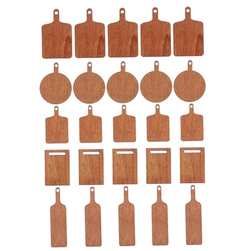FELTECHELECTR 25 Stück Mini Schneidebretter Aus Holz Mini Puppenhaus Küchengeschirr Miniatur Küchenutensilien Puppenhaus Schneidebrett Aus Holz Hellbraun von FELTECHELECTR