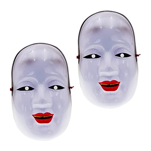 FELTECHELECTR Halloween-Maske 2st Maske Rollenspielkostüm Abschlussball-dekor Abschlussball Requisiten Prajna-performance-requisiten Make-up-party-requisiten Cosplay Japan Plastik Weiß von FELTECHELECTR
