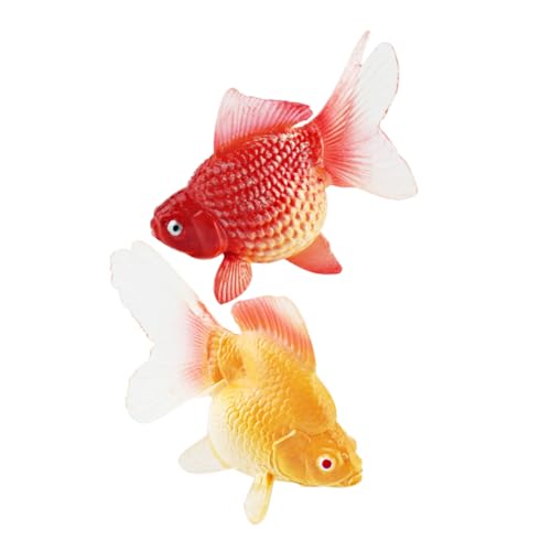 FELTECHELECTR 2St künstlicher Ozeanlampe Aquarium- künstlicher gefälschter Fisch Tiere Meeresbiomodell Dekorative Goldfische kleine Fischfiguren Simulation Fischdekoration PVC von FELTECHELECTR