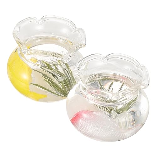 FELTECHELECTR 2pcs Miniaturfischschalen Miniaturfischtanks Karpfenschalen Puppenhaus Lieferungen Zufälliger Stil von FELTECHELECTR
