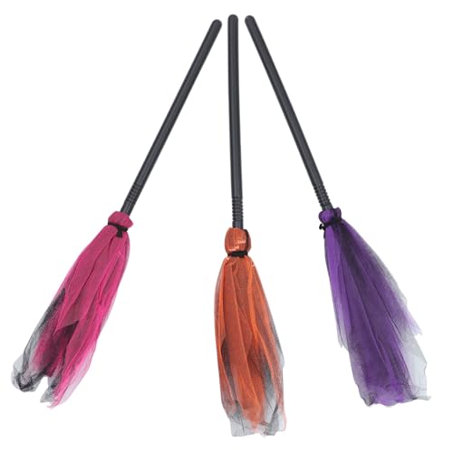 FELTECHELECTR 3 Stück Hexenbesen Hexendekor Dunkler Hexenbesen Hexenbeine Besen Halloween Hexenkostüm Miss Brooms Indoor Besen Streich Gruseliges Netz von FELTECHELECTR