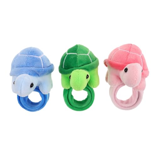 FELTECHELECTR 3 Stück Schildkrötenarmband Tierarmband Goodie-Bags-Füller für tierische Partygeschenke Animal-Slap-Armband Goodie Bag Stuffers Schlagarmbänder für kurzer Plüsch von FELTECHELECTR
