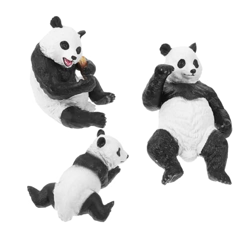 FELTECHELECTR 3 Stück Teiliges Miniatur Panda Modellspielzeug Realistische Kleine Panda Figuren aus Robustem Sichere Kinderspielzeuge und Süße Dekoration für Schreibtisch Wohnzimmer Geschenk von FELTECHELECTR