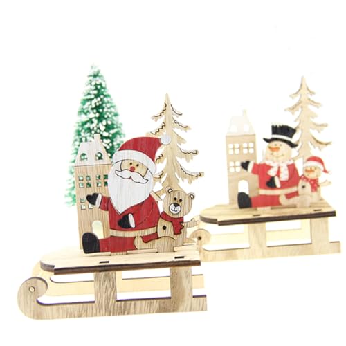 FELTECHELECTR 3st Holzpuzzles Für Kinder Weihnachtsschmuck Für Den Schreibtisch Feiertagspuppendekorationen Weihnachtsdeko Aus Holz Weihnachtsmann Aus Holz Puzzletisch Geschenk Bambus Gemalt von FELTECHELECTR