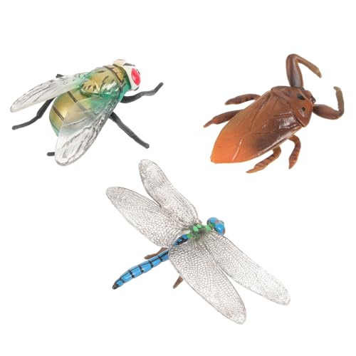 3St simulierte Insekten Libelle Modell Spielzeug Kinderspielzeug Modelle dekoratives Lernspielzeug Plastikkäfer und Insekten für Kinder Heuschrecke Ornamente von FELTECHELECTR